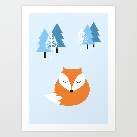 Sweet dreams with fox Art Print