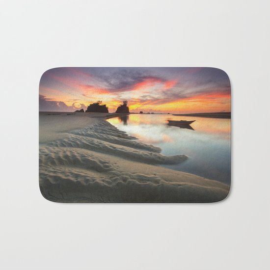 Canoe on the Water at Sunset Bath Mat