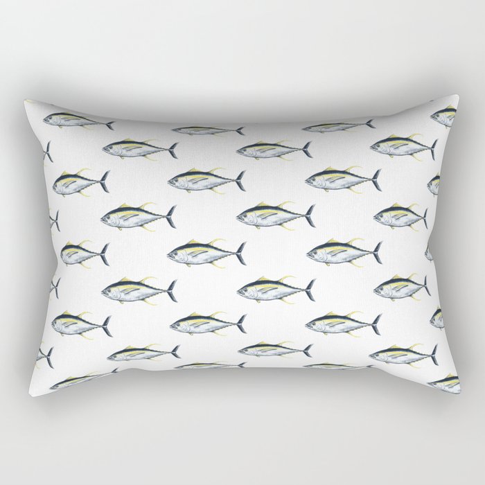 Yellowfin Tuna Watercolor Fish Illustration Rectangular Pillow