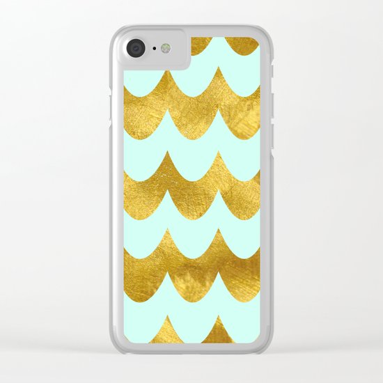 Mint Gold Foil 04 Clear iPhone Case