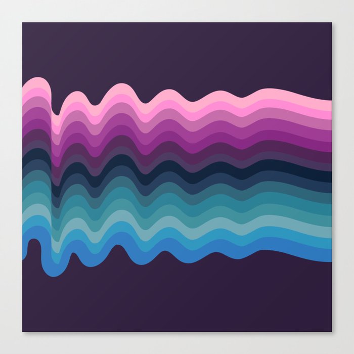 Colorful Retro Wavy Art Pattern in Purple and Blue Canvas Print