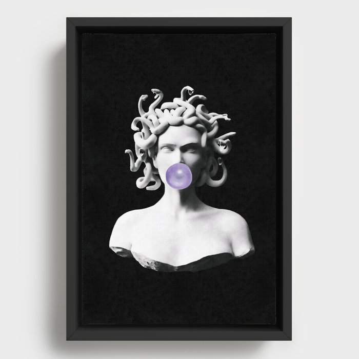 Medusa blowing purple bubblegum bubble Canvas Print Framed Canvas