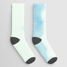 Hand Painted Navy Blue Green Watercolor Ombre Brushstrokes Socks