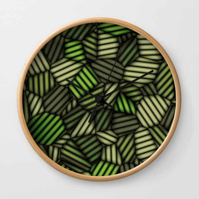 Green Nature Leaves Art Wall Clock