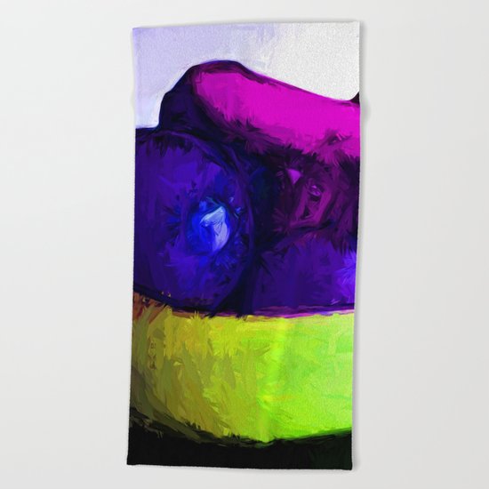 Blue Apples and Pink Bananas Beach Towel