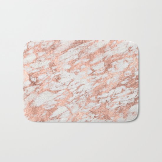 Marble - Pink Rose Gold Marble White Metallic iPhone Case and Throw Pillow Design Bath Mat