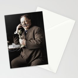 William Howard Taft Smiling During A Telephone Call - 1908 - Colorized Stationery Card
