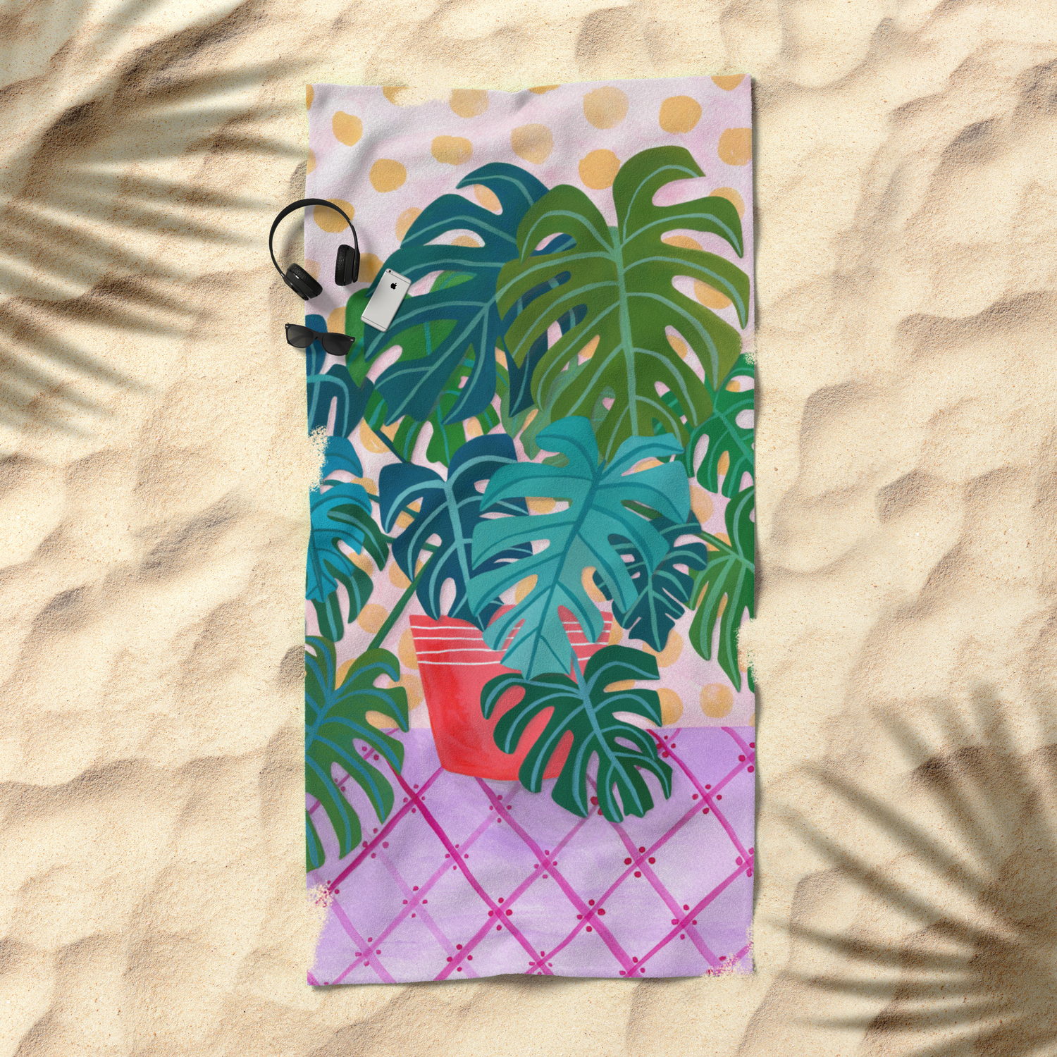 Monstera Houseplant Painting Beach Towel By Sewzinski Society6