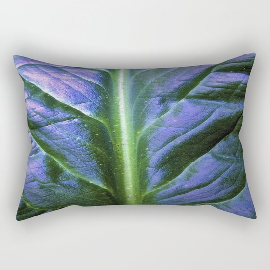 Purple Green Leaf Rectangular Pillow