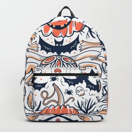 Halloween Pumpkin Scary Design Pattern White Backpack