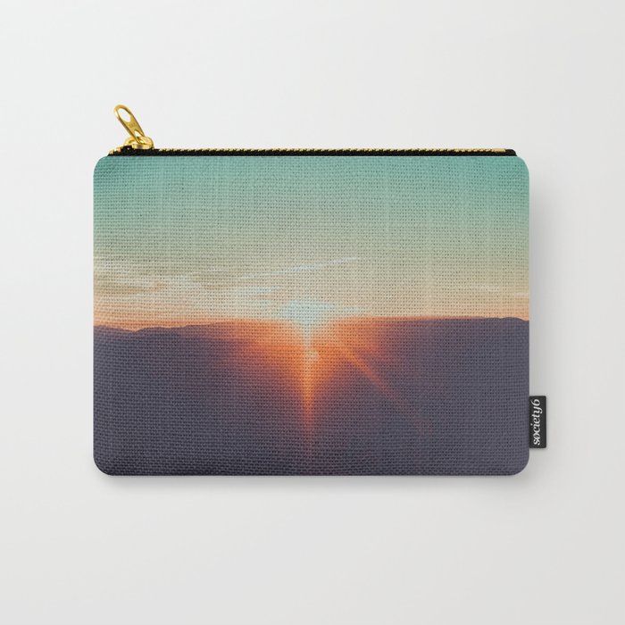 Pastel Turquoise & Orange Sunset With Mountain Landscape Silhouette Carry-All Pouch