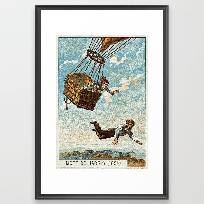 Vintage aviation hot air balloon poster - Early Flight VI Framed Art Print