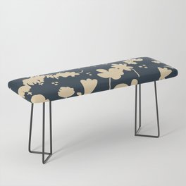 Abstract flowers retro blue taupe Bench