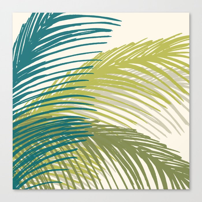 Green Palm Leaf Silhouettes Canvas Print