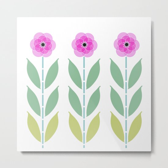 Pink Flower Trio Metal Print