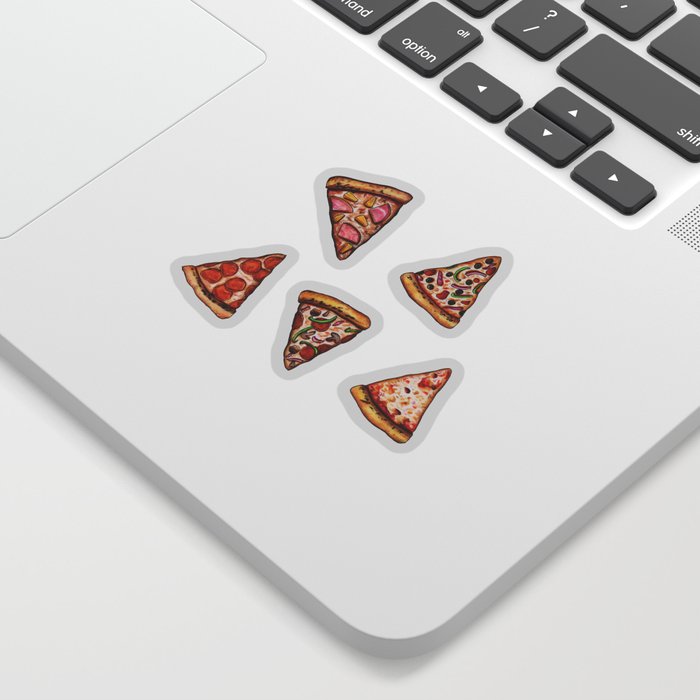 Pizza Party Pattern - Floating Pizza Slices on Teal Sticker