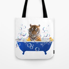 Wild Tiger - Blue Bathtub Soap Bubbles Rubber Duck Tote Bag