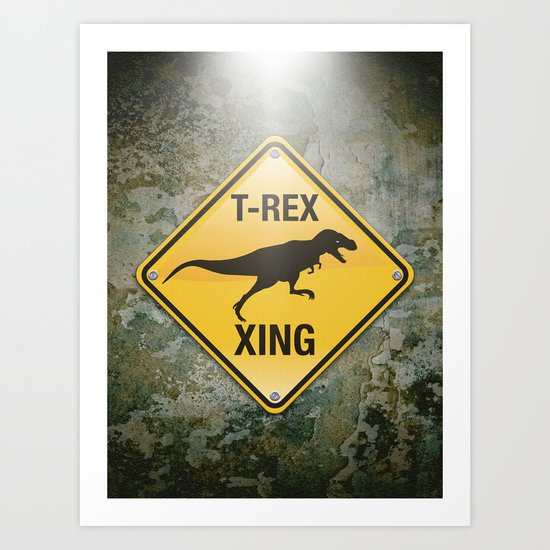 T-Rex Crossing Art Print