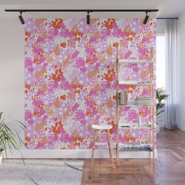 Pink and Orange Watercolor Abstract Design Wall Mural