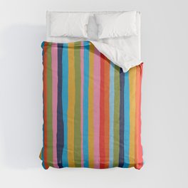 Serrate Stripes Colorful Spring and Summer Striped Pattern Vertical Comforter