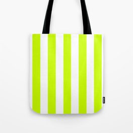 Electric lime green - solid color - white vertical lines pattern Tote Bag