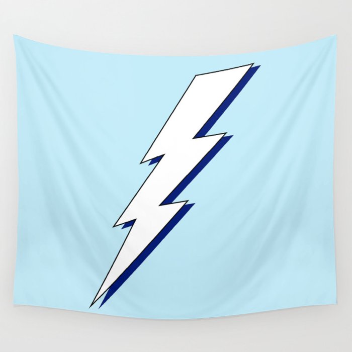 Just Me and My Shadow Lightning Bolt - Light-Blue White Blue Wall Tapestry