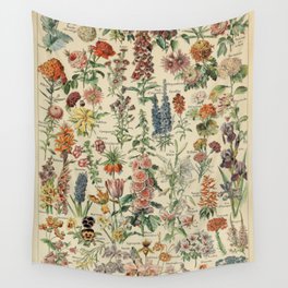 French Vintage Flowers Chart Adolphe Millot Fleurs Larousse Pour Tous Funky Cozy Boho Maximalist Wall Tapestry