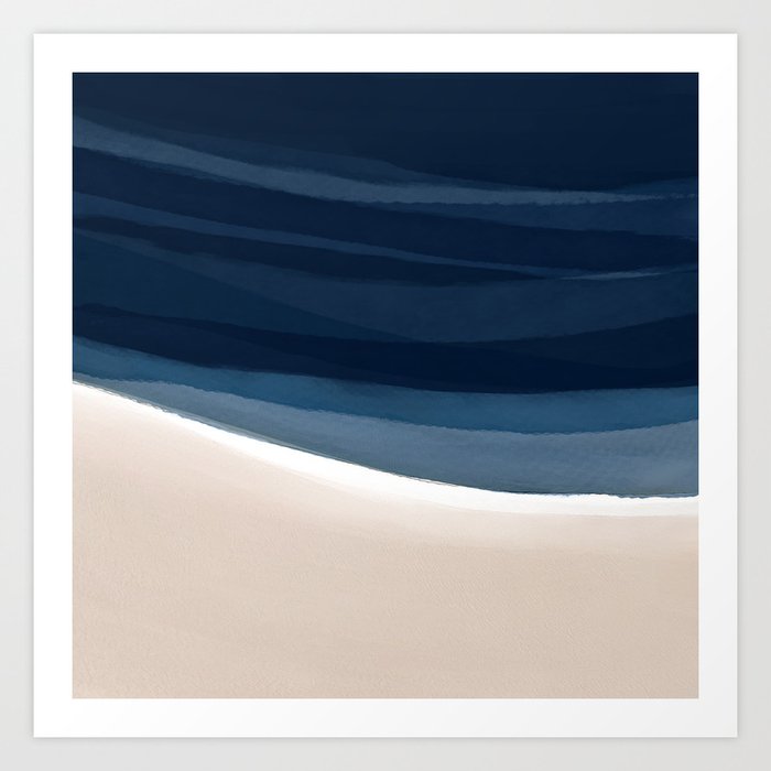 Minimal Beach Abstract 1 | Indigo and Tan Art Print