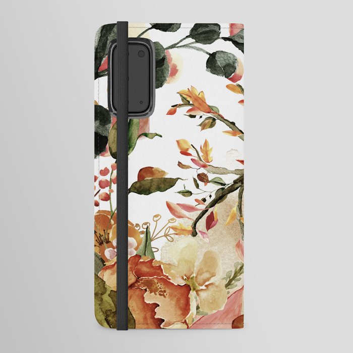 Botanical Pink Green Yellow Watercolor Sunflower Floral Android Wallet Case