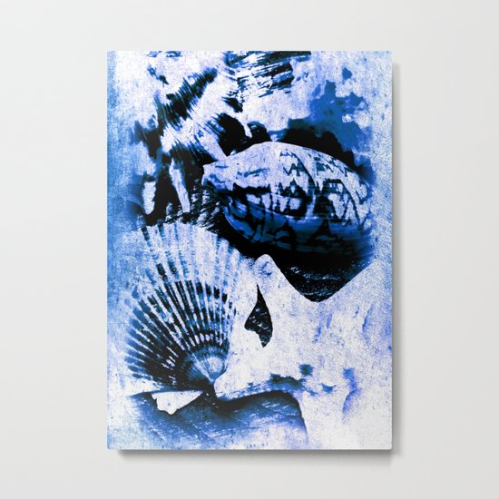 Marine Treasure, Blue Surf Metal Print