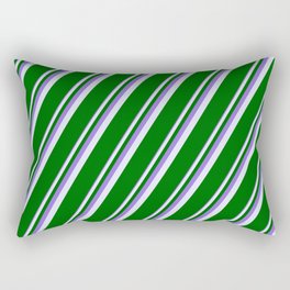 [ Thumbnail: Purple, Lavender & Dark Green Colored Pattern of Stripes Rectangular Pillow ]
