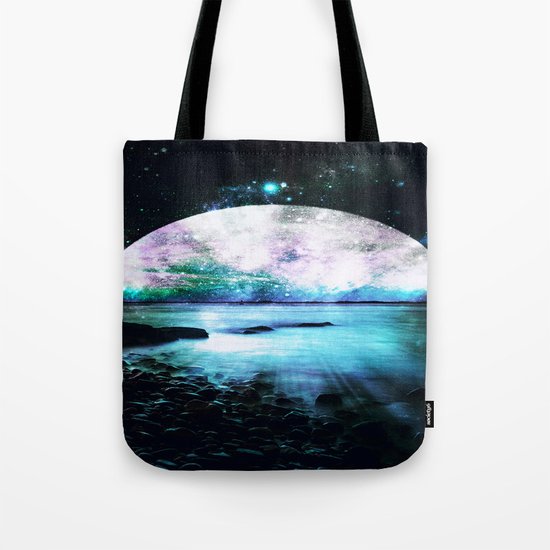 Mystic Lake Teal Violet Tote Bag