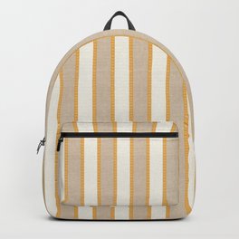 Pastel Tan And Gold Braid Cabana Stripes On Off-White Cream Vintage Aesthetic Backpack | Tan, Summer, Minimalist, Stripe, Graphicdesign, Retro, Verticallines, Pastelcolors, Elegant, Country 