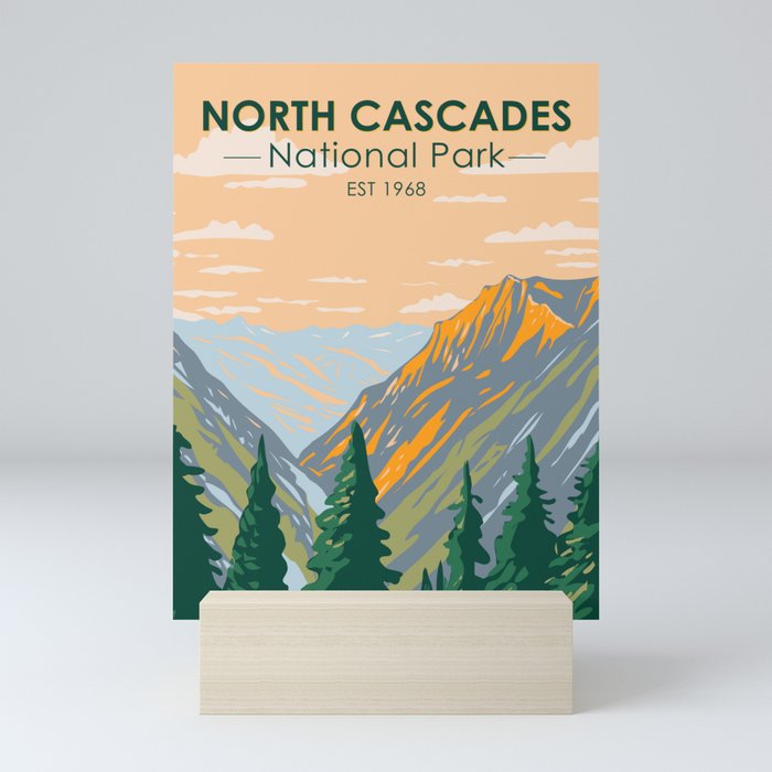 North Cascades National Park Washington Vintage Mini Art Print