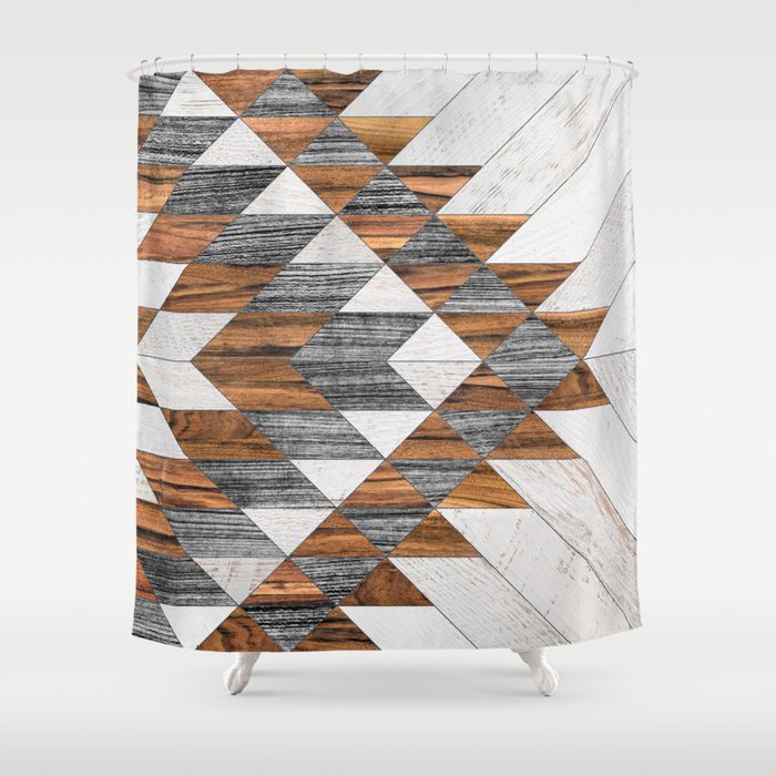 Urban Tribal Pattern No 12 Aztec Wood Shower Curtain By Zoltanratko