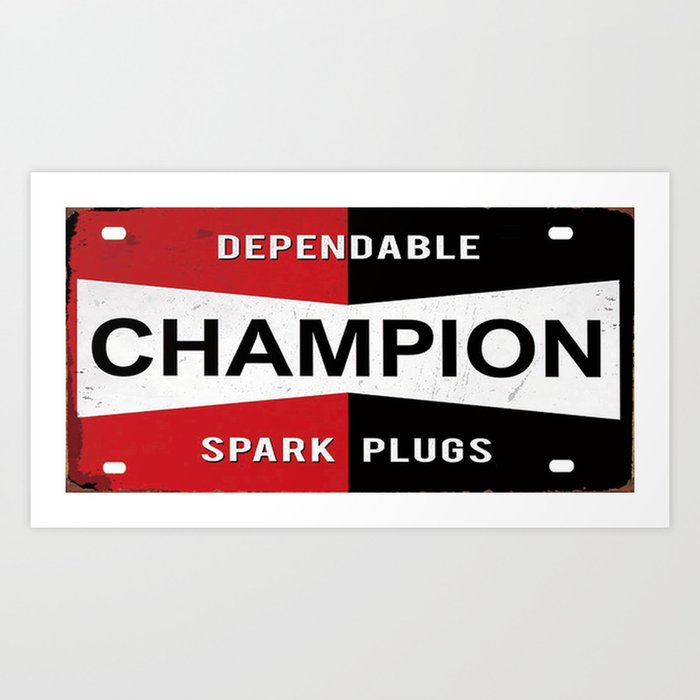 Vintage Champion Spark Plugs Sign Design. Art Print