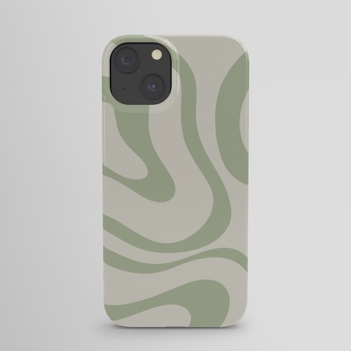 Sage and Beige Liquid Swirl Abstract iPhone Case