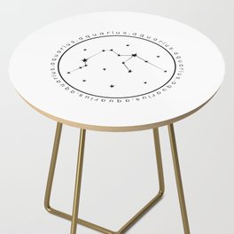 Aquarius Zodiac | Black & White Circle Side Table