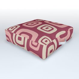 Retro Mid Century Modern Abstract Pattern 429 Raspberry Pink and Beige Outdoor Floor Cushion