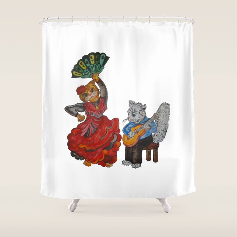 Cats And Flamenco Shower Curtain By Mariasibireva Society6