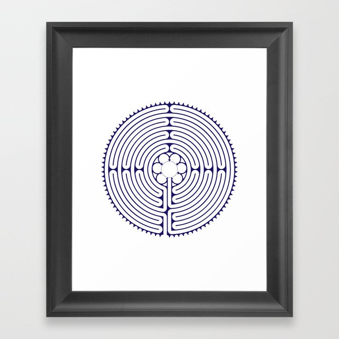 Cathedral of Our Lady of Chartres Labyrinth - Blue Framed Art Print