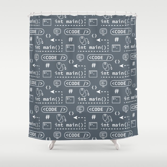 Code and things pattern - Blue Shower Curtain
