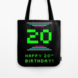 [ Thumbnail: 20th Birthday - Nerdy Geeky Pixelated 8-Bit Computing Graphics Inspired Look Tote Bag ]