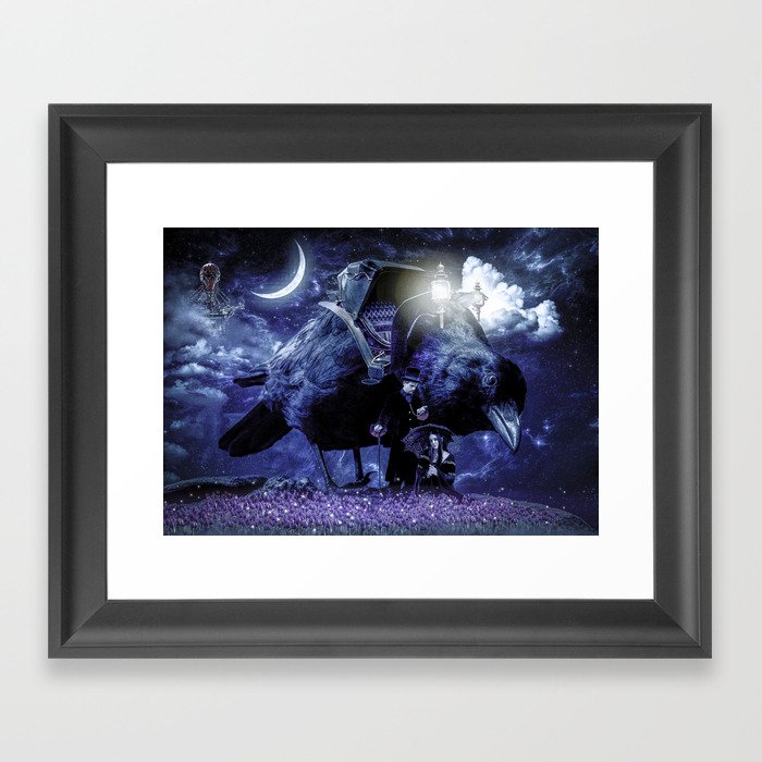 Crow ride Framed Art Print