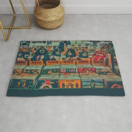 Vynil collection Rug | Rockandroll, Tongue, Oldschool, Music, Disco, K7, Sign, Vynil, Rock, Collection 