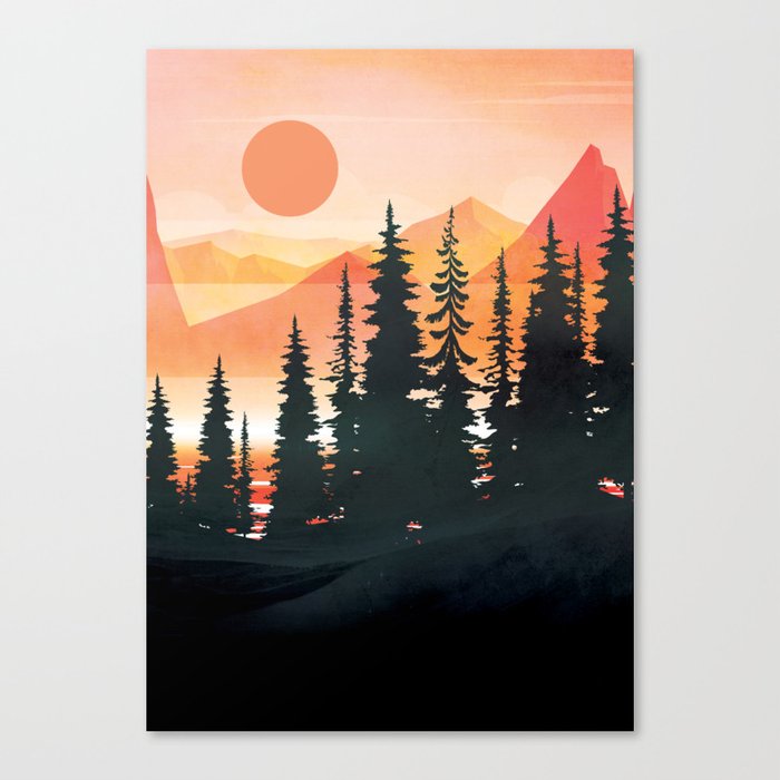Pine Forest Sunset 2 Canvas Print