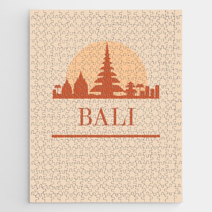 BALI INDONESIA CITY SKYLINE EARTH TONES Jigsaw Puzzle