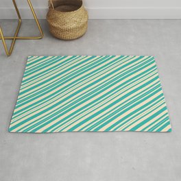 [ Thumbnail: Bisque and Light Sea Green Colored Pattern of Stripes Rug ]