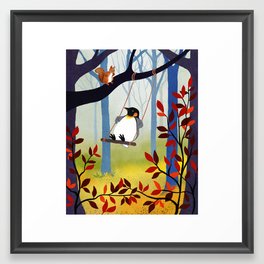 Swinging Penguin Framed Art Print