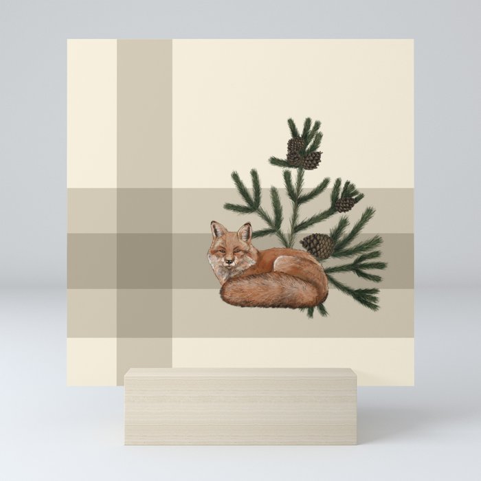 Fox and Pine Mini Art Print